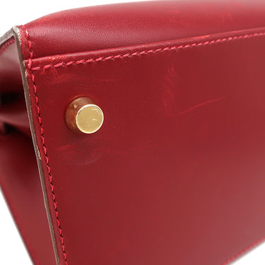 エルメス HERMES ケリー32 外縫い ヴァーミリオン ボックスカーフ 2WAYバッグ ゴールド金具 赤