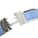 エルメス HERMES クリックH PM ブルー×シルバー メタル エナメル ブレスレット 青 ライトブルー Hブレス