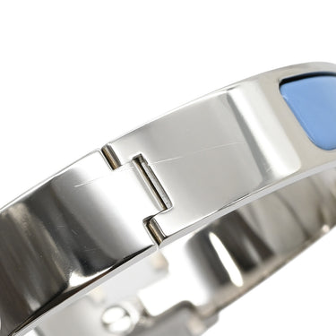 エルメス HERMES クリックH PM ブルー×シルバー メタル エナメル ブレスレット 青 ライトブルー Hブレス