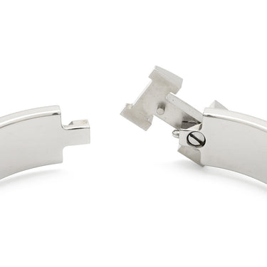 エルメス HERMES クリックH PM ブルー×シルバー メタル エナメル ブレスレット 青 ライトブルー Hブレス