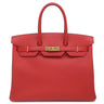 エルメス HERMES バーキン35 ルージュカザック ヴォーエプソン ハンドバッグ ゴールド金具 【PO品】 赤