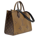 ルイヴィトン LOUIS VUITTON オンザゴー MM M45321 モノグラム モノグラムキャンバス モノグラムリバースキャンバス トートバッグ ゴールド金具 茶 ハンドバッグ