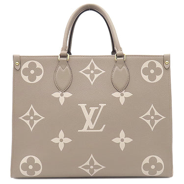 ルイヴィトン LOUIS VUITTON オンザゴー MM M45494 トゥルトレール×クレーム モノグラムアンプラント バイカラーモノグラムアンプラント トートバッグ ゴールド金具 グレー 肩掛け