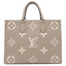 ルイヴィトン LOUIS VUITTON オンザゴー MM M45494 トゥルトレール×クレーム モノグラムアンプラント バイカラーモノグラムアンプラント トートバッグ ゴールド金具 グレー 肩掛け