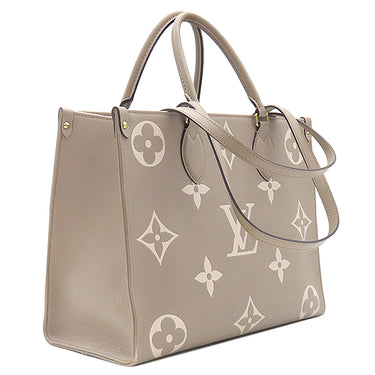 ルイヴィトン LOUIS VUITTON オンザゴー MM M45494 トゥルトレール×クレーム モノグラムアンプラント バイカラーモノグラムアンプラント トートバッグ ゴールド金具 グレー 肩掛け