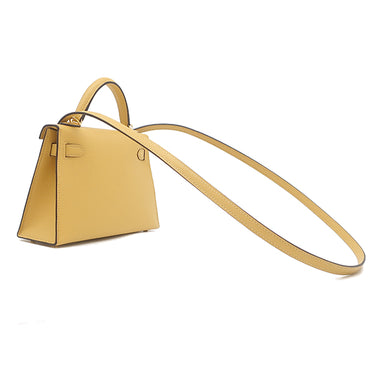 エルメス HERMES ミニケリードゥ 外縫い パイユ ヴォーエプソン 2WAYバッグ ゴールド金具 黄色 ショルダー 2025年製