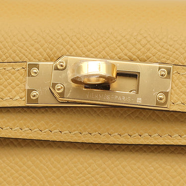 エルメス HERMES ミニケリードゥ 外縫い パイユ ヴォーエプソン 2WAYバッグ ゴールド金具 黄色 ショルダー 2025年製