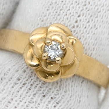 シャネル Chanel カメリア ダイヤ イエローゴールド K18YG ダイヤモンド リング 指輪 18K 750 YG フラワーモチーフ 9.5号