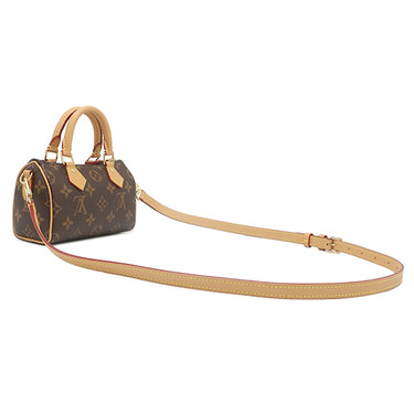 ルイヴィトン LOUIS VUITTON ナノ スピーディ M81085 モノグラム モノグラムキャンバス 2WAYバッグ ゴールド金具 ショルダー ハンドバッグ 茶