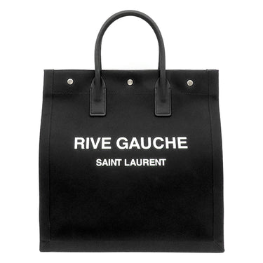 サンローラン SAINT LAURENT ノース サウス リヴ ゴーシュ 632539 ブラック キャンバス レザー トートバッグ シルバー金具 黒 RIVE GAUCHE