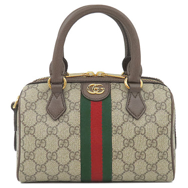 グッチ GUCCI オフィディア スモール ボストンバッグ 517350 ベージュ×ダークブラウン GGスプリームキャンバス レザー 2WAYバッグ ゴールド金具 茶 シェリー