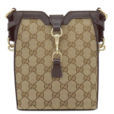 グッチ GUCCI ミニ バケット 782919 ベージュ×ブラウン GGキャンバス レザー ショルダーバッグ シャンパンゴールド金具 茶