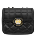 グッチ GUCCI デコ レザー チェーンショルダー 741457 ブラック レザー ショルダーバッグ シルバー金具 黒 ゴールド×シルバー