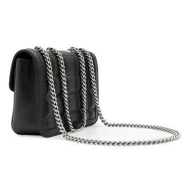 グッチ GUCCI デコ レザー チェーンショルダー 741457 ブラック レザー ショルダーバッグ シルバー金具 黒 ゴールド×シルバー