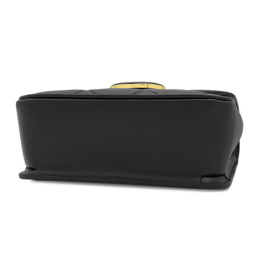 グッチ GUCCI デコ レザー チェーンショルダー 741457 ブラック レザー ショルダーバッグ シルバー金具 黒 ゴールド×シルバー