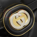 グッチ GUCCI デコ レザー チェーンショルダー 741457 ブラック レザー ショルダーバッグ シルバー金具 黒 ゴールド×シルバー