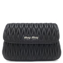 ミュウミュウ MIU MIU マテラッセ ショルダー 5BH126 NERO レザー ショルダーバッグ シルバー金具 黒 ロゴプレート チェーン