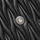ミュウミュウ MIU MIU マテラッセ ショルダー 5BH126 NERO レザー ショルダーバッグ シルバー金具 黒 ロゴプレート チェーン