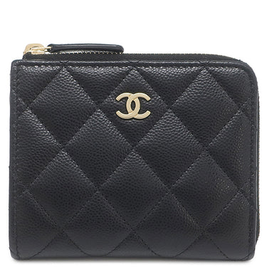 シャネル CHANEL マトラッセ コンパクトウォレット AP3999 ブラック キャビアスキン コインケース ゴールド金具 ココマーク