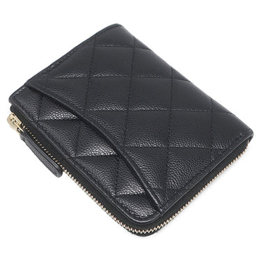 シャネル CHANEL マトラッセ コンパクトウォレット AP3999 ブラック キャビアスキン コインケース ゴールド金具 ココマーク