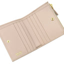 プラダ PRADA トライアングル ロゴ コンパクトウォレット 1ML050 ベージュピンク レザー 二つ折り財布 ゴールド金具 2つ折り