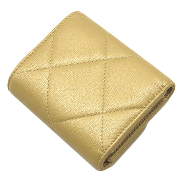 シャネル Chanel シャネル19 フラップ ウォレット AP1789 ゴールド ラムスキン 三つ折り財布 ゴールド金具 ディズヌフ ココマーク