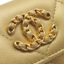 シャネル CHANEL シャネル19 フラップ ウォレット AP1789 ゴールド ラムスキン 三つ折り財布 ゴールド金具 ディズヌフ ココマーク