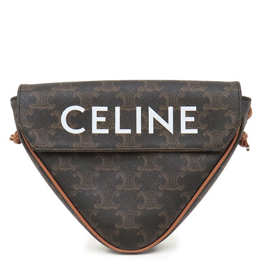 セリーヌ CELINE トリオンフ トライアングルバッグ 195902BZK タン レザー トリオンフキャンバス ショルダーバッグ ポシェット ロゴプリント 茶