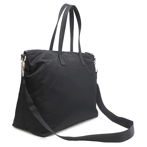 希少人気✨プラダ 2way 多収納 ボストンバッグ 三角ロゴ ナイロン 革 黒 PRADA（プラダ） 極 美品 鍵付き 三角ロゴ 金具 ナイロン レザー 本革