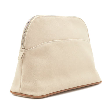 エルメス HERMES ボリードポーチ MM ナチュラル×オレンジ コットン ポーチ シルバー金具