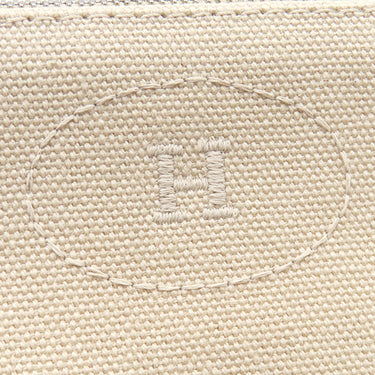 エルメス HERMES ボリードポーチ MM ナチュラル×オレンジ コットン ポーチ シルバー金具