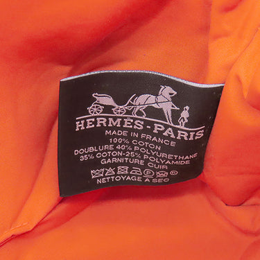 エルメス HERMES ボリードポーチ MM ナチュラル×オレンジ コットン ポーチ シルバー金具