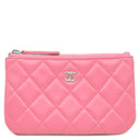 シャネル CHANEL クラシック スモール ジップ ポーチ A82365 ピンク ラムスキン ポーチ シルバー金具 ココマーク