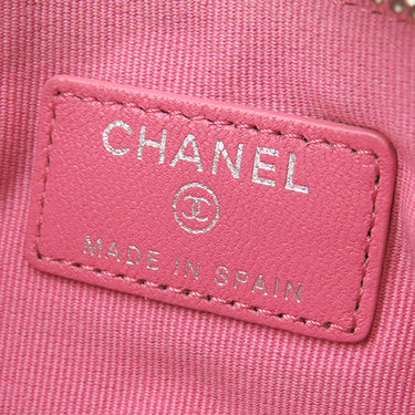シャネル CHANEL クラシック スモール ジップ ポーチ A82365 ピンク ラムスキン ポーチ シルバー金具 ココマーク