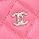 シャネル CHANEL クラシック スモール ジップ ポーチ A82365 ピンク ラムスキン ポーチ シルバー金具 ココマーク