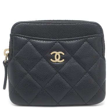 シャネル CHANEL マトラッセ フラグメントケース AP2061 ブラック キャビアスキン コインケース ゴールド金具 ココマーク