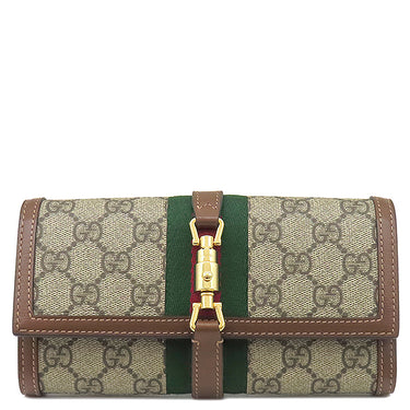 グッチ GUCCI ジャッキー1961 チェーン付き ウォレット 652681 ベージュ×エボニー GGスプリームキャンバス レザー チェーンウォレット ゴールド金具 シェリーライン