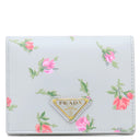 プラダ PRADA フラワー メタルロゴ コンパクトウォレット 1MV204 PERLA レザー 二つ折り財布 ゴールド金具 ソフトカーフ キルティング