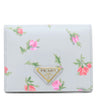 プラダ PRADA フラワー メタルロゴ コンパクトウォレット 1MV204 PERLA レザー 二つ折り財布 ゴールド金具 ソフトカーフ キルティング