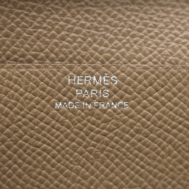 エルメス HERMES ベアンスフレ エトゥープ ヴォーエプソン 長財布 シルバー金具 グレージュ 二つ折り財布