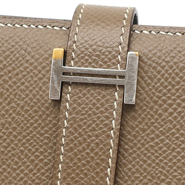 エルメス HERMES ベアンスフレ エトゥープ ヴォーエプソン 長財布 シルバー金具 グレージュ 二つ折り財布