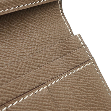 エルメス HERMES ベアンスフレ エトゥープ ヴォーエプソン 長財布 シルバー金具 グレージュ 二つ折り財布