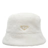 プラダ PRADA シアリング バケットハット 1HC137 ホワイト シープスキン シープファー 14037 ハット 白 三角ロゴ バケハ ファー
