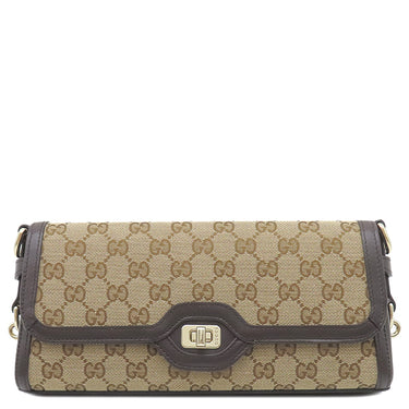 グッチ GUCCI ルーチェ スモール 786027 ベージュ×ブラウン GGキャンバス レザー 2WAYバッグ ゴールド金具 黒 シェリーライン クラッチ
