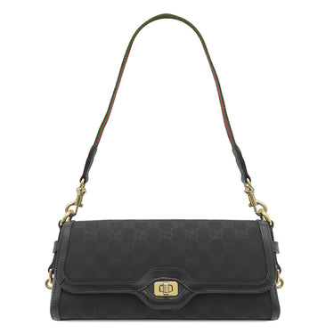グッチ GUCCI ルーチェ スモール 786027 ブラック GGキャンバス レザー 2WAYバッグ ゴールド金具 黒 シェリーライン クラッチ