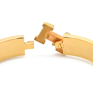 エルメス HERMES クリックH PM マロングラッセ×ゴールド GP エナメル ブレスレット Hブレス クリッククラック