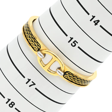 エルメス HERMES ミニクリック PM シェーヌダンクル ブラック×ゴールド メタル エナメル バングル ゴールド金具 バングル 黒 金