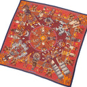 エルメス HERMES カレ140 カレジェアン レッド×オレンジ×ネイビー カシミヤ シルク スカーフ 【KACHINAS/カチナ】