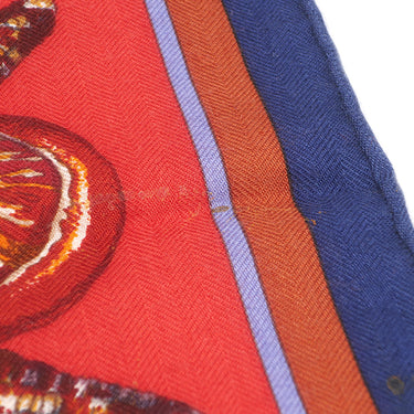 エルメス HERMES カレ140 カレジェアン レッド×オレンジ×ネイビー カシミヤ シルク スカーフ 【KACHINAS/カチナ】
