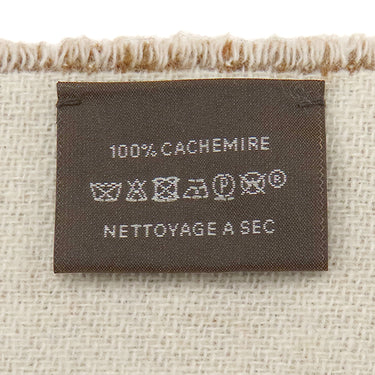 エルメス HERMES カザック シェヴロン ブラウン×アイボリー カシミヤ マフラー 茶 白 バイカラー